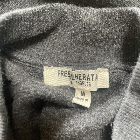 Free Generation Los Angeles Gray lace up tie high neck sweater size medium - Picture 10 of 10